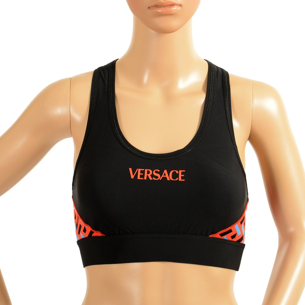 Versace Women's Multi-Color Logo Print Sport Bra Versace Sz 1 Us Xs It 38